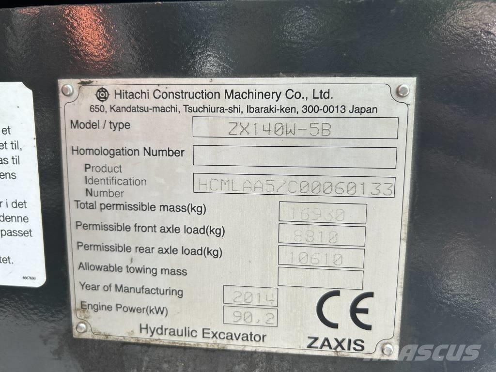 Hitachi ZX140W-5B Bageri na kotačima