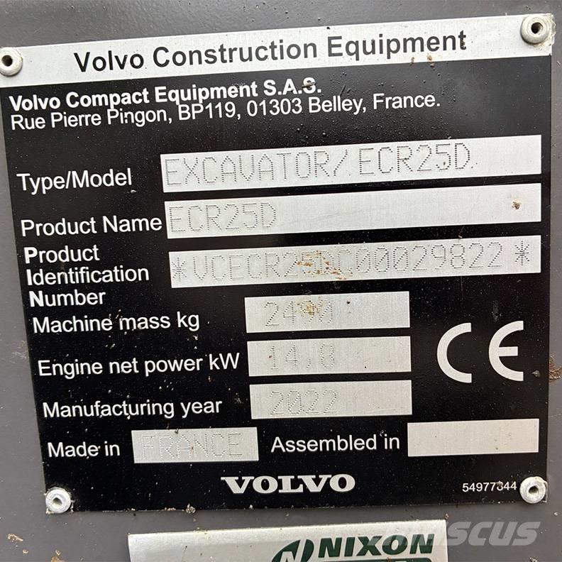 Volvo ECR25D Mini bageri <7t