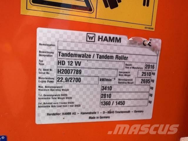 Hamm HD12 VV, Vält Valjci sa dvojnim bubnjem
