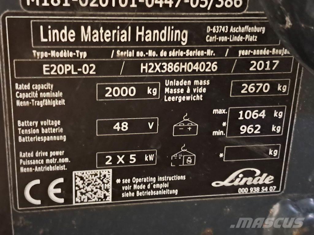 Linde E20PL-02 Električni viličari