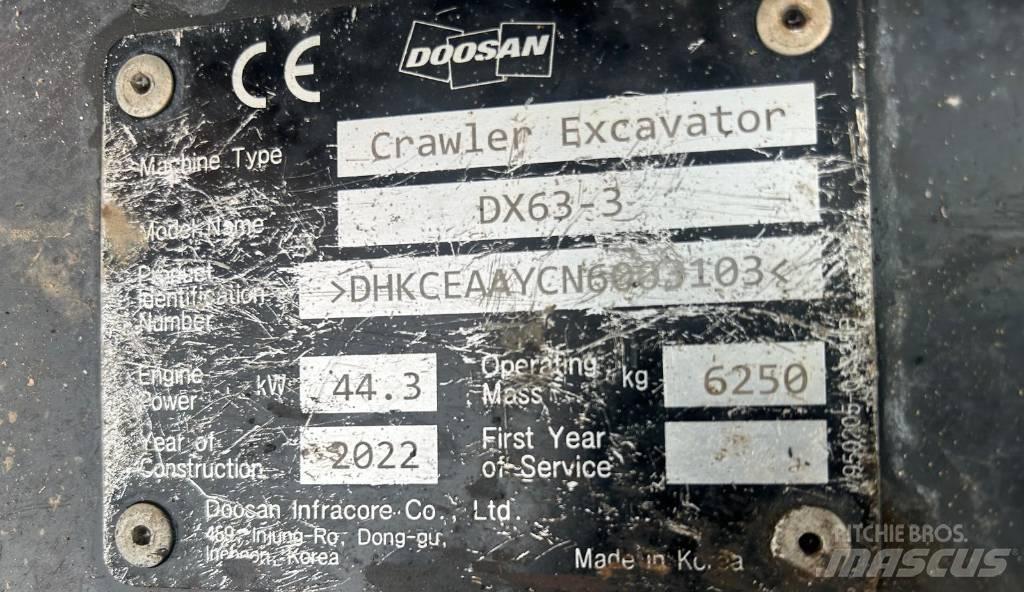 Doosan DX 63-3 Bageri gusjeničari