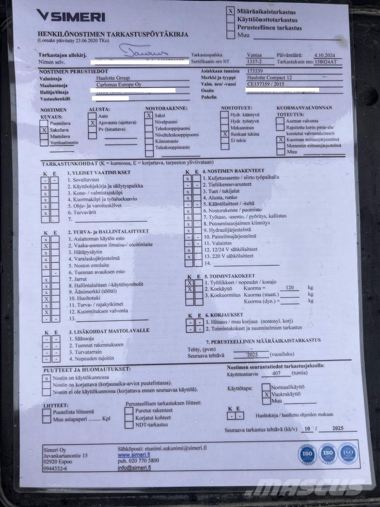 Haulotte Compact 12 Škaraste platforme