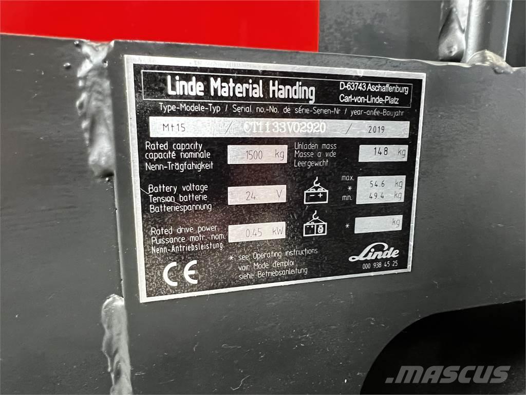 Linde MT15 Ručni električni viličar