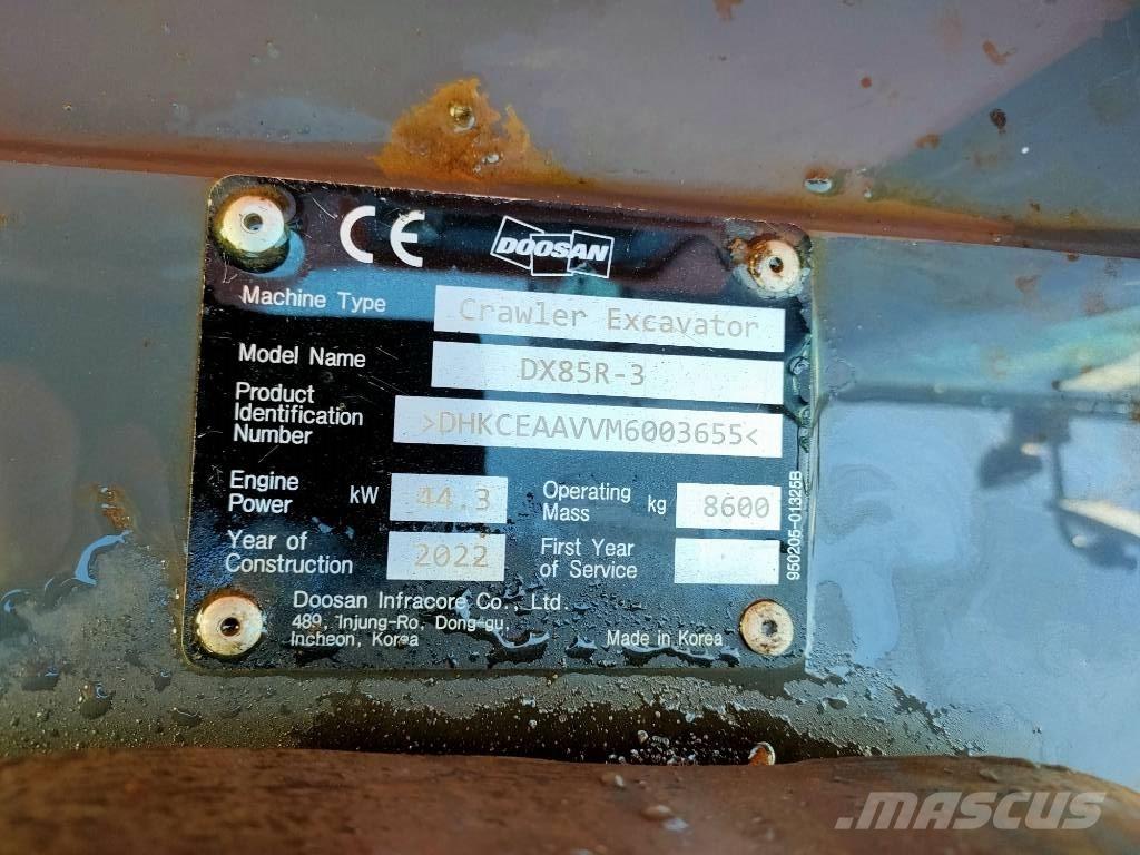 Doosan DX85R-3 Mini bageri <7t