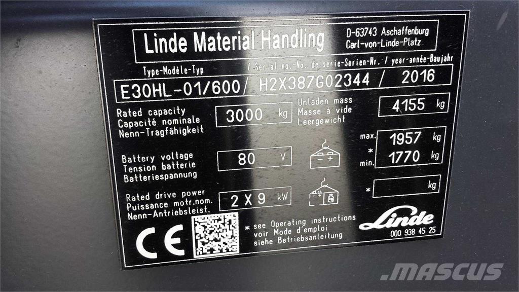 Linde E30/600HL Električni viličari