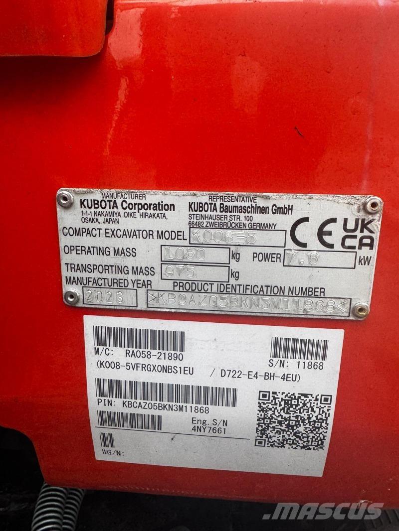 Kubota K008-5 Mini bageri <7t