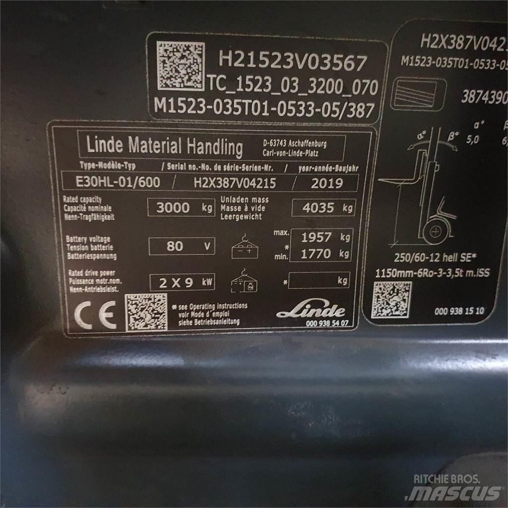 Linde E30/600HL Električni viličari