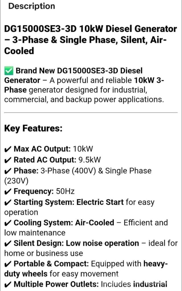  DG 15000SE3-3D Dizel agregati