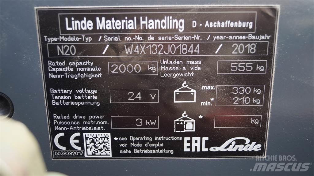 Linde N20 kurz Niskopodizni komisioni viličar