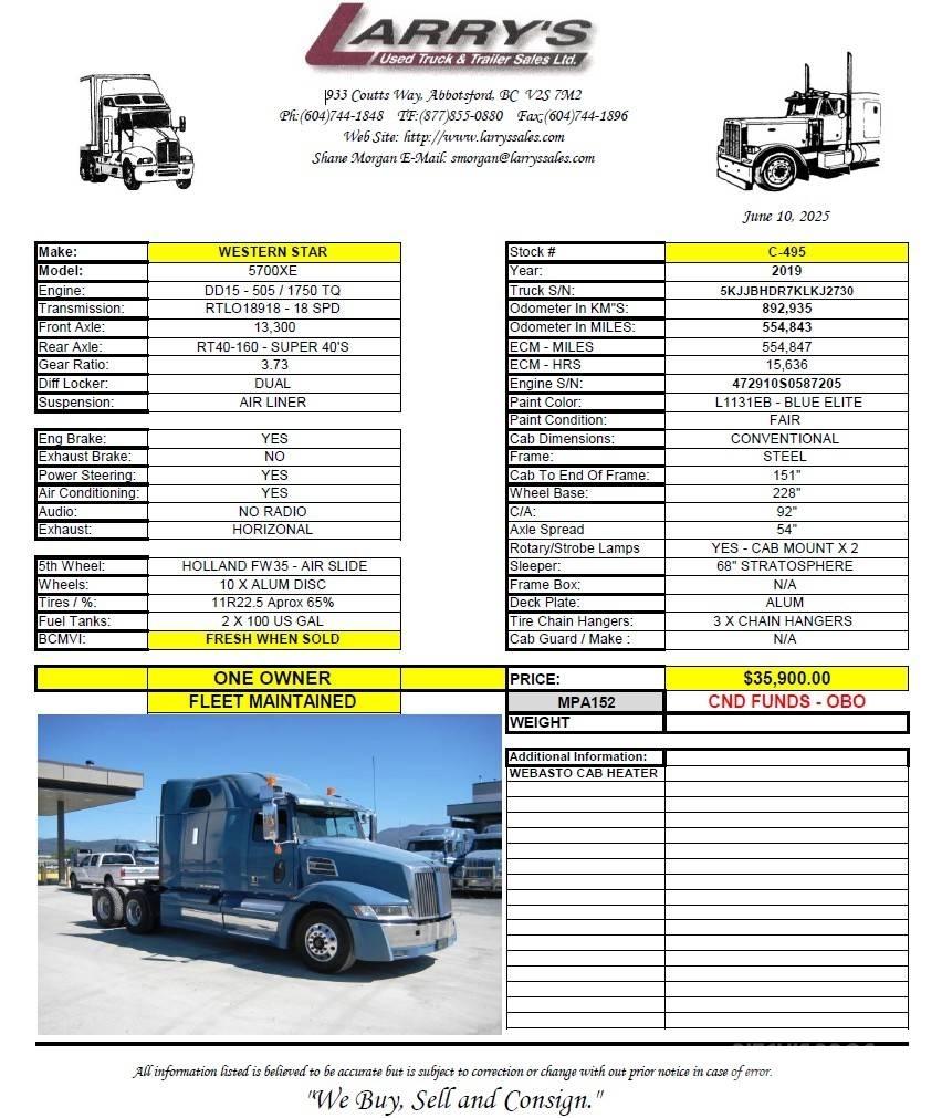 Western Star 5700 XE Traktorske jedinice