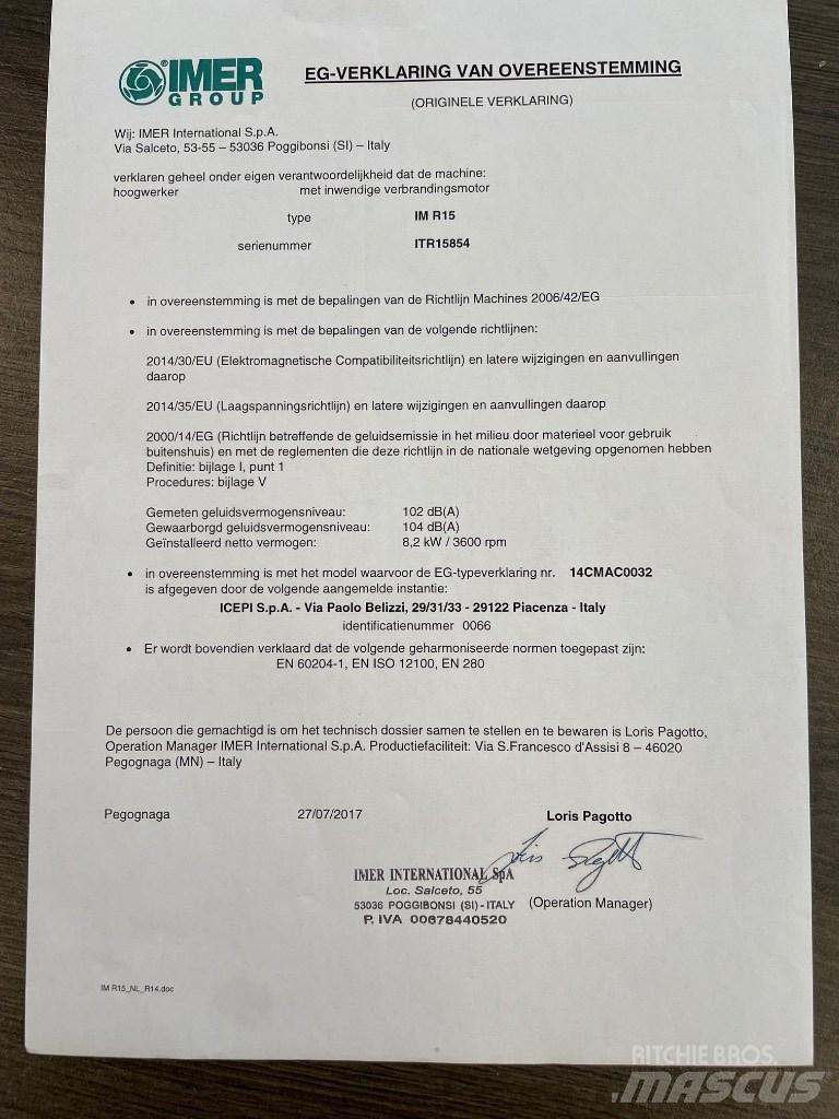 Imer IMR 15B Zglobne podizne platforme