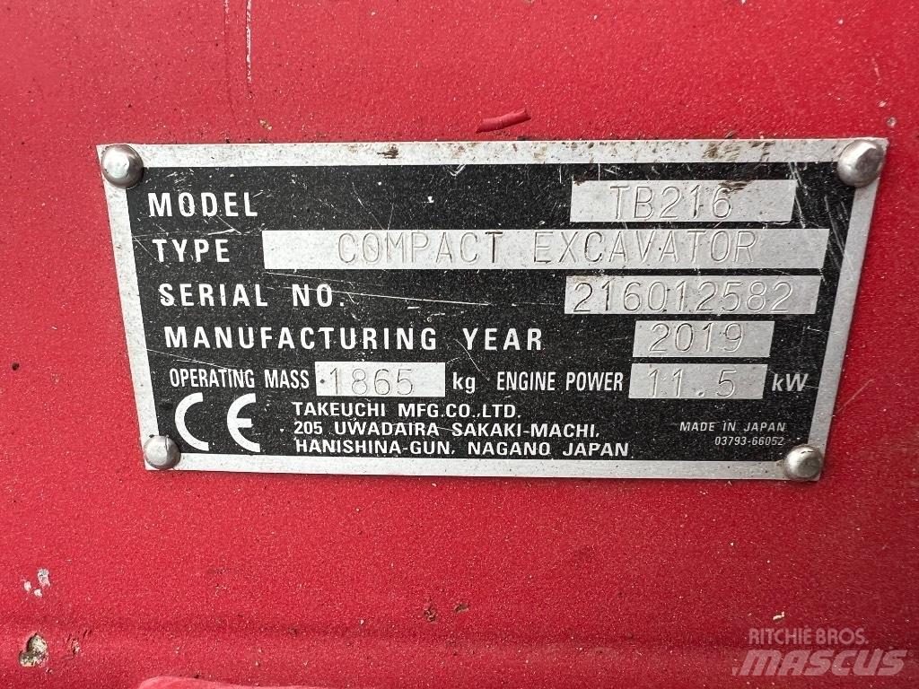 Takeuchi TB 216 Mini bageri <7t
