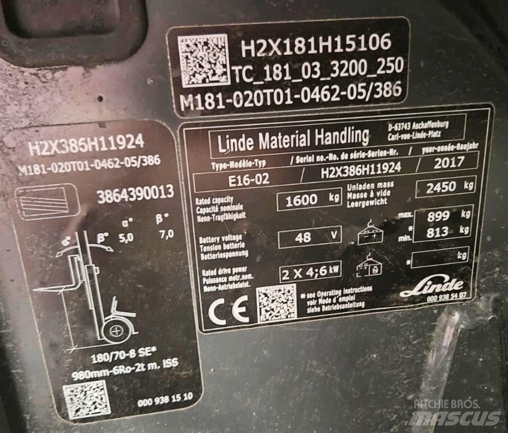 Linde E16-02 Električni viličari