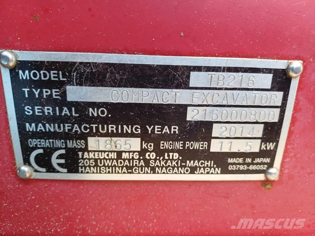Takeuchi TB 216 Mini bageri <7t