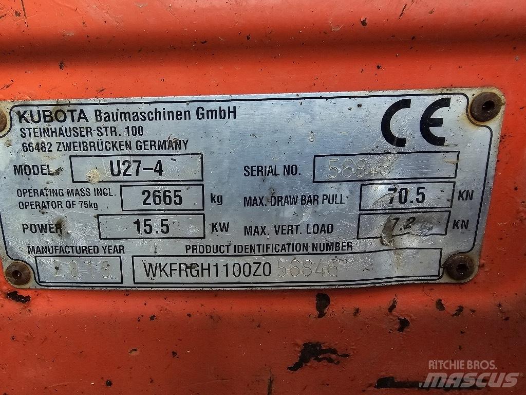 Kubota U 27-4 Mini bageri <7t
