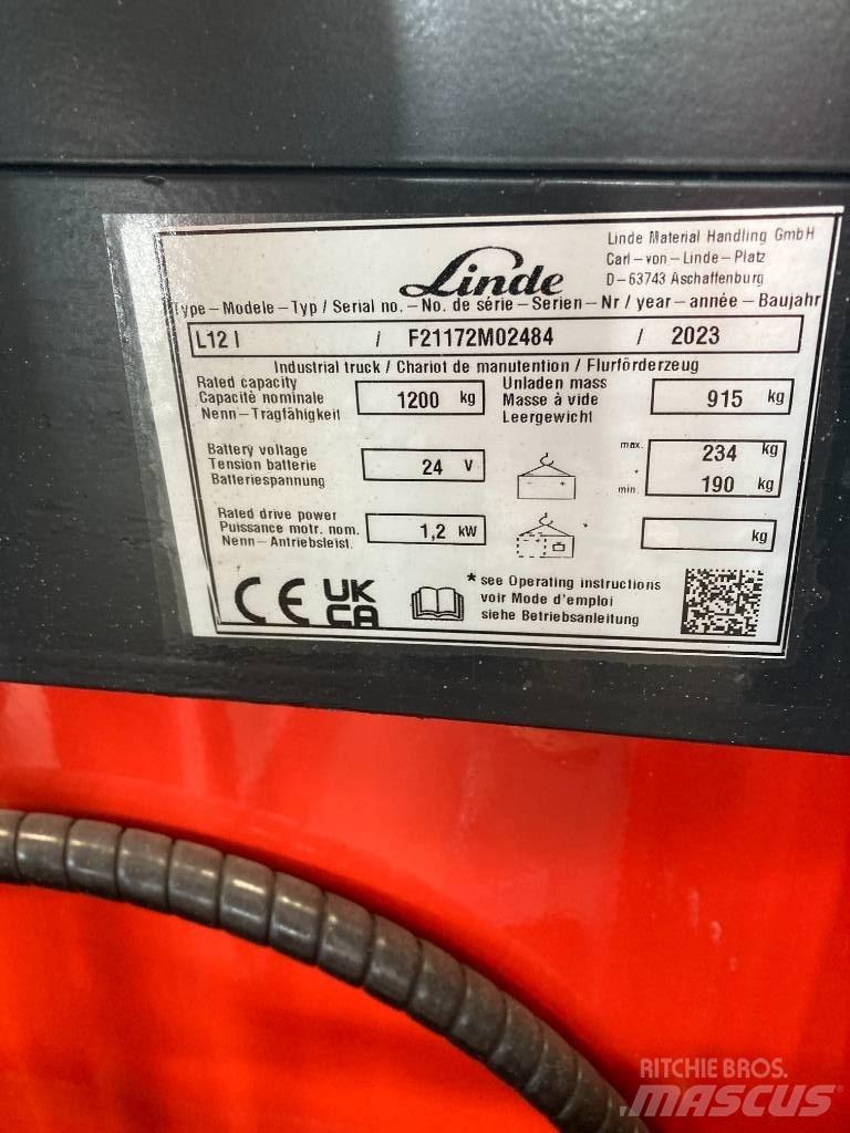 Linde L12i/1172 Ručni električni viličar