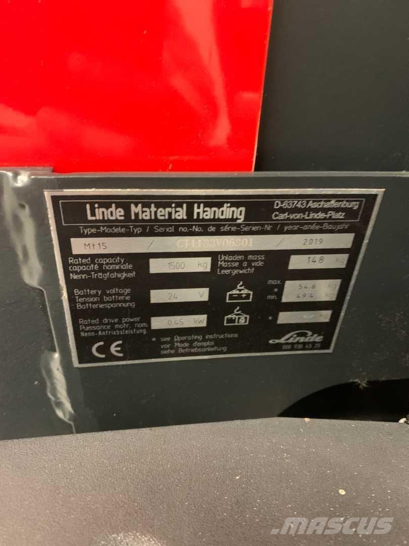Linde MT15 Ručni električni viličar