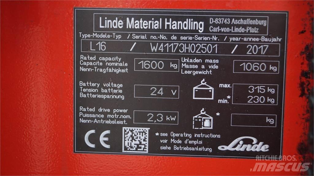 Linde L16i Ručni električni viličar