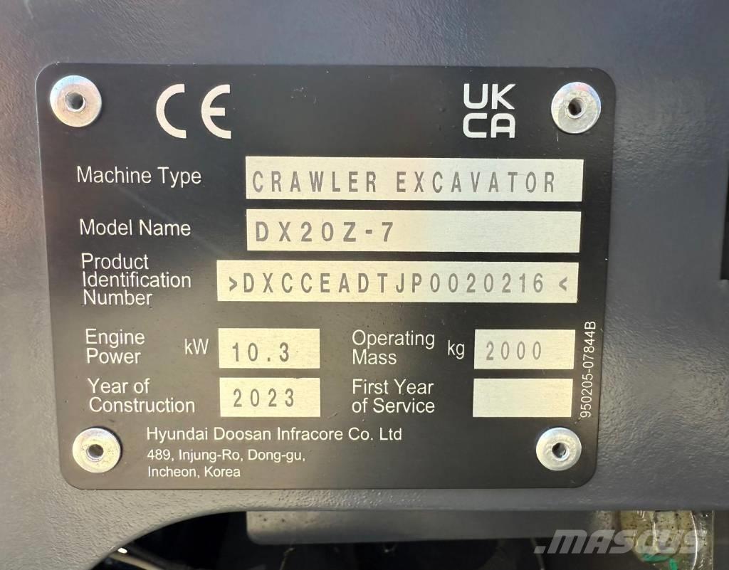 Doosan DX 20 Z-7 Mini bageri <7t