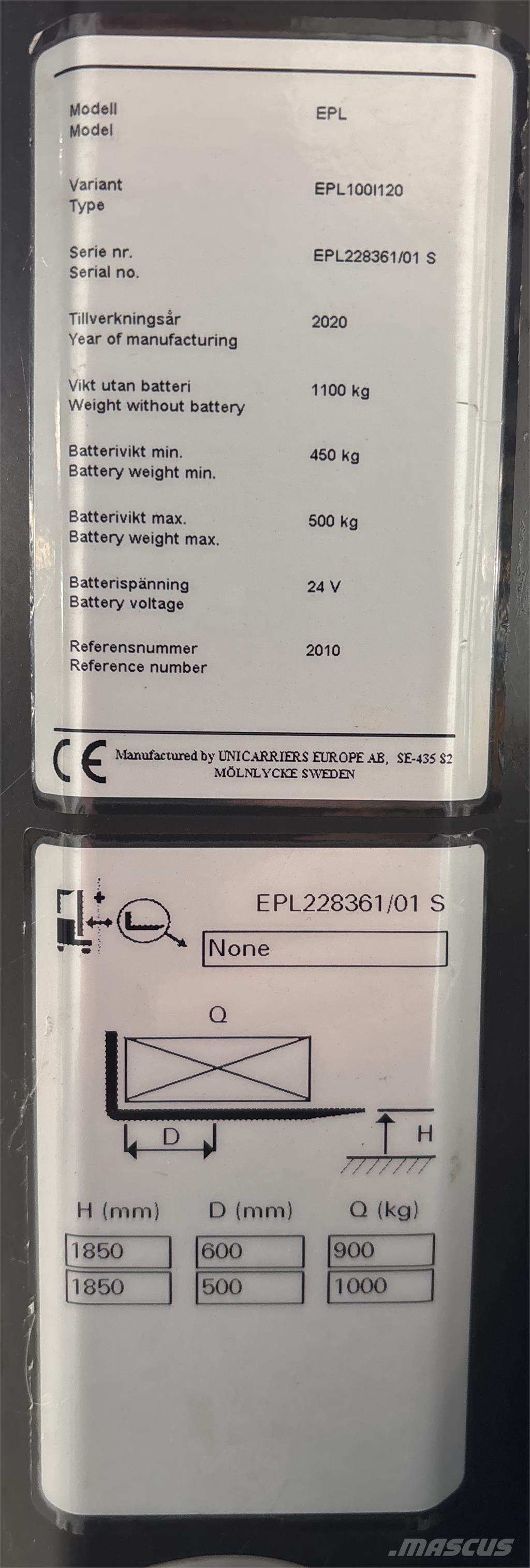 UniCarriers EPL100 Niskopodizni komisioni viličar