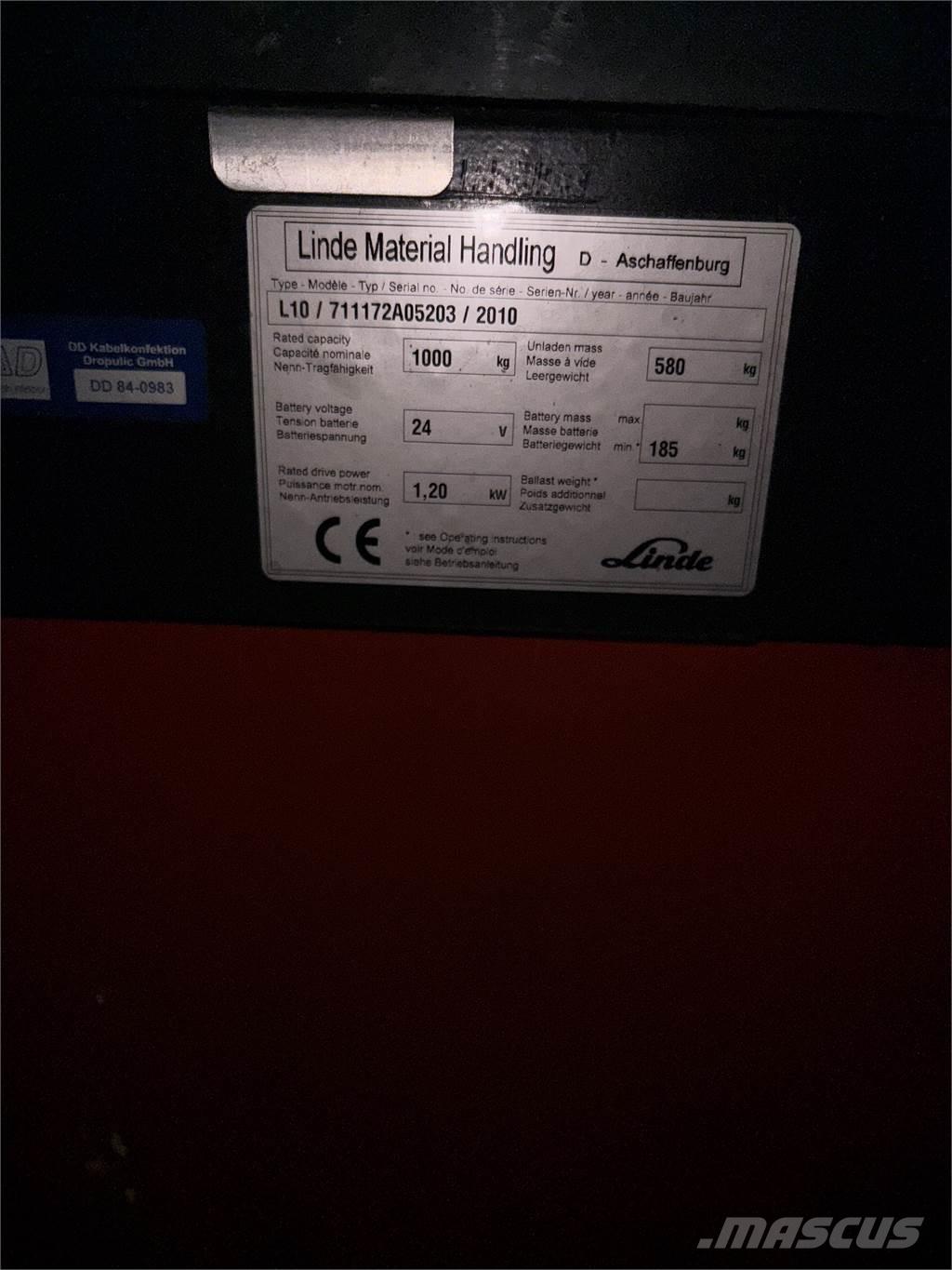 Linde L10 defekt Ručni električni viličar