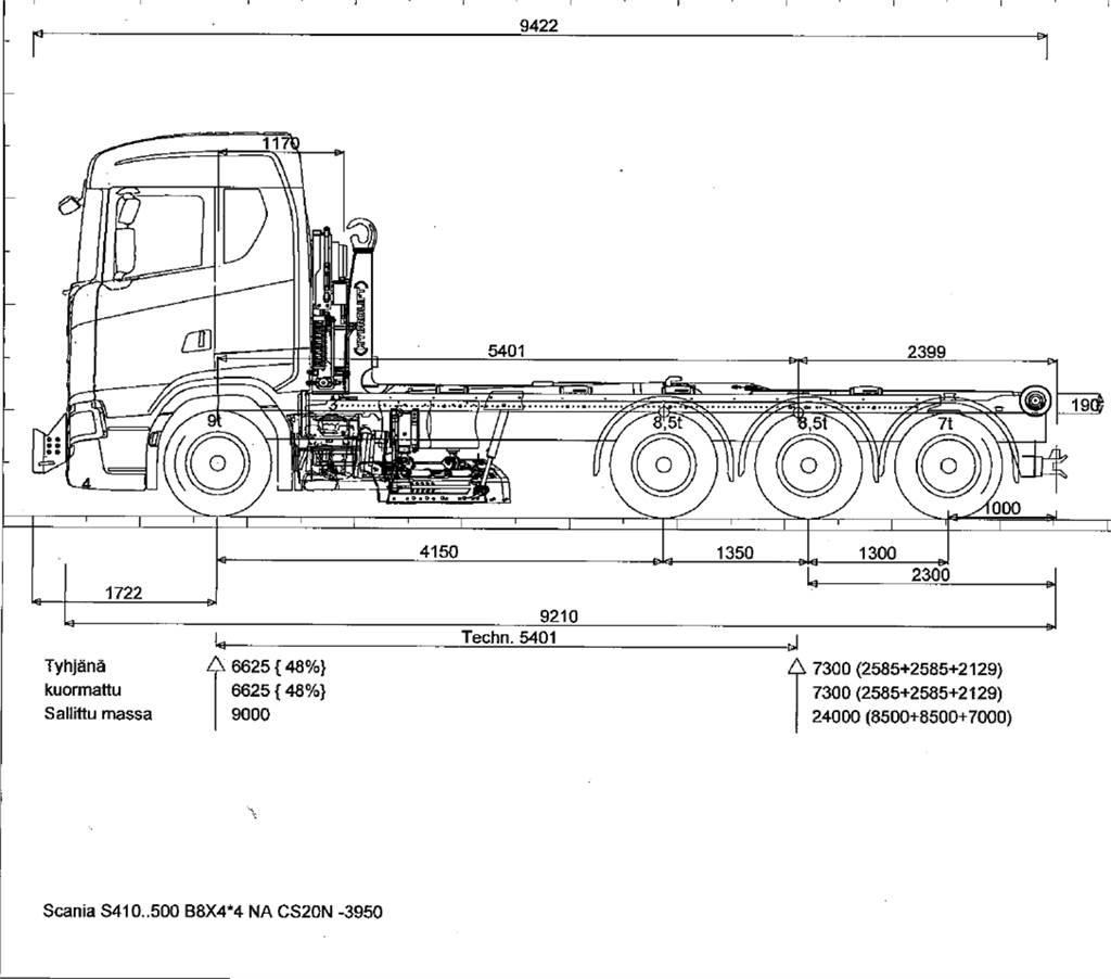 Scania R590 8x4 Rol kiper kamioni s kukama za dizanje