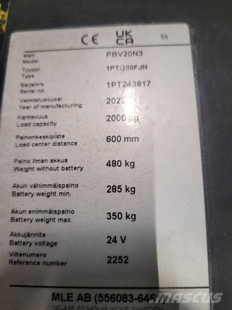 Mitsubishi PBV 20 N3 Nisko podizni električni viličar sa platformu