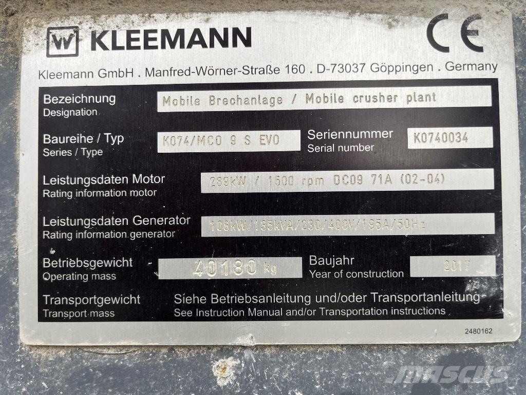 Kleemann MC 09 S Mobilne drobilice