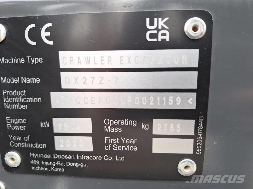 Develon DX 27 Z-7 Mini bageri <7t