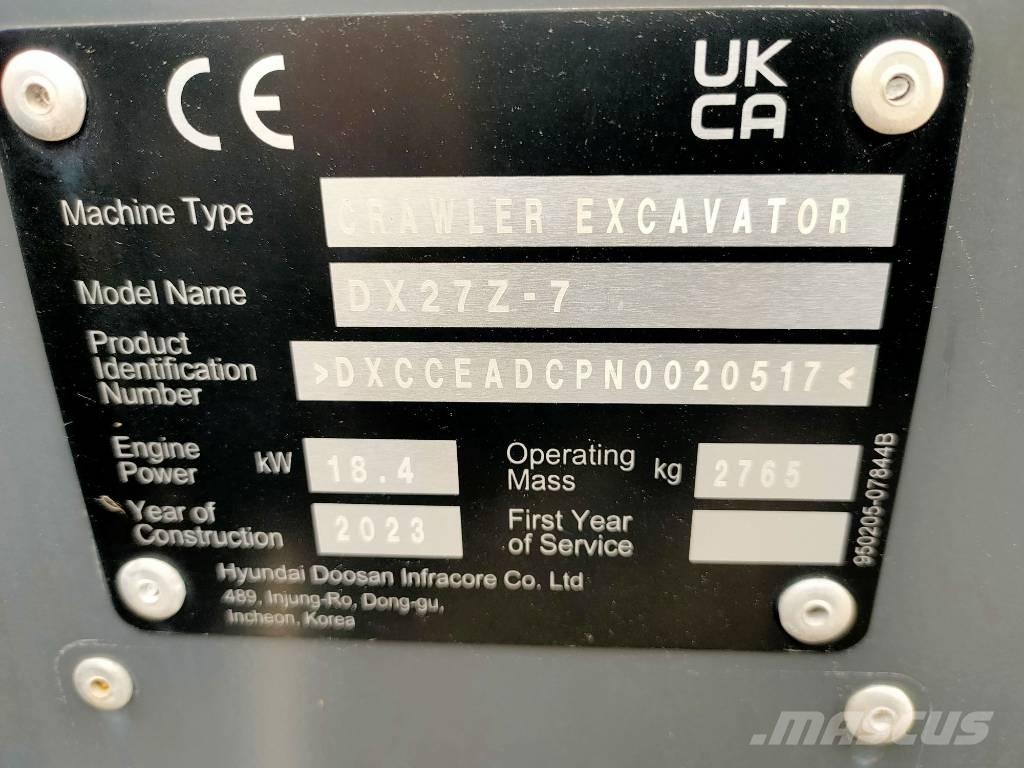 Doosan DX 27 Z Mini bageri <7t