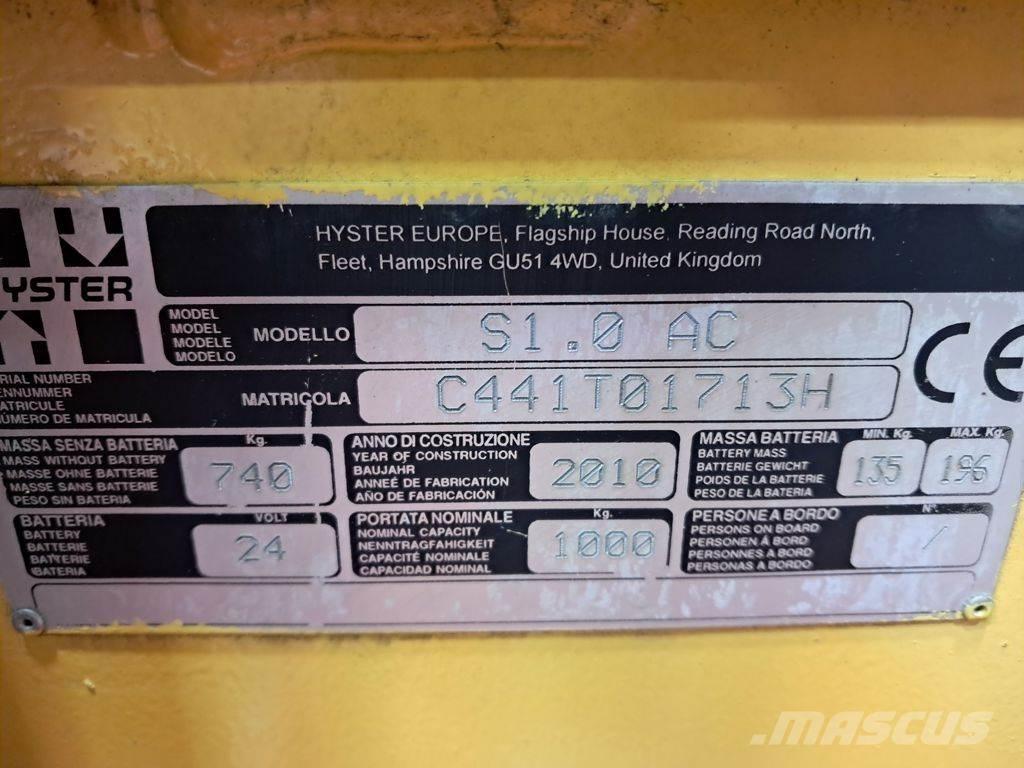 Hyster S1.0 AC Ručni električni viličar