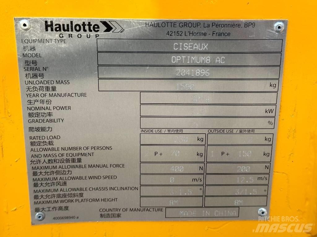 Haulotte OPTIMUM 8 Škaraste platforme