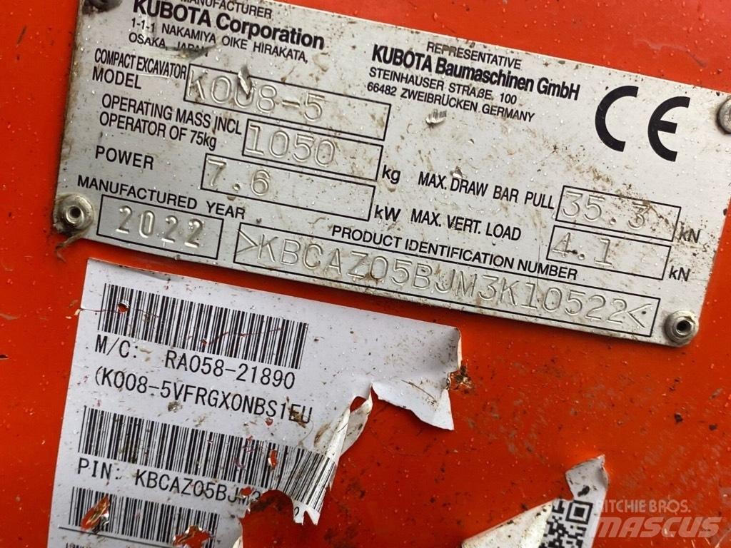 Kubota K008-5 Mini bageri <7t