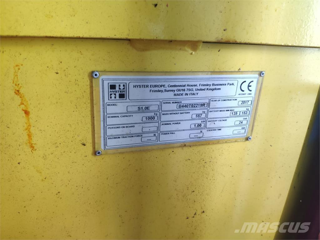 Hyster S1.0E Samopogonski ručni viličari