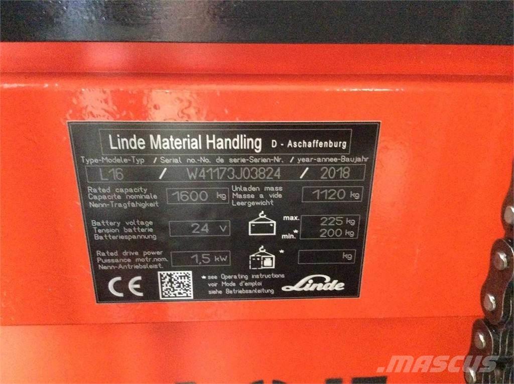 Linde L16 Samopogonski ručni viličari