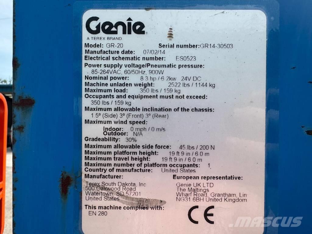 Genie GR 20 Vertikalne radne podizne platforme