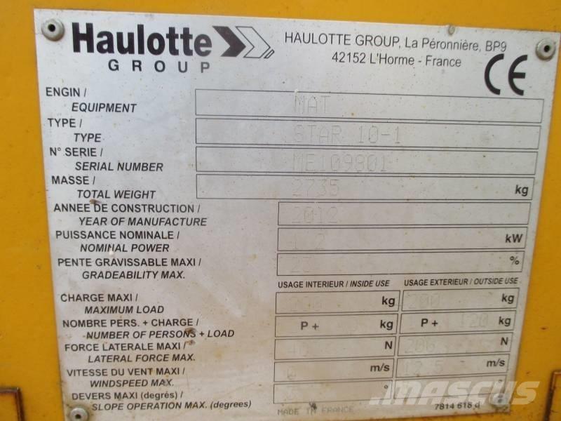 Haulotte Star 10 Vertikalne radne podizne platforme