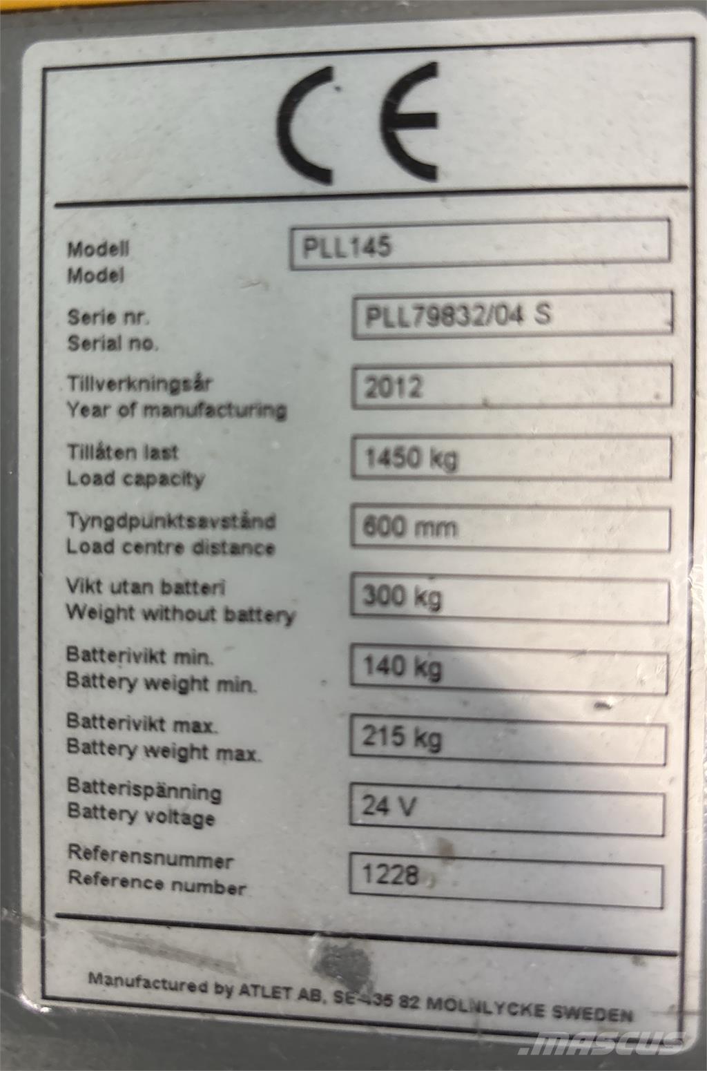 Atlet PLL145 Ručni električni viličar