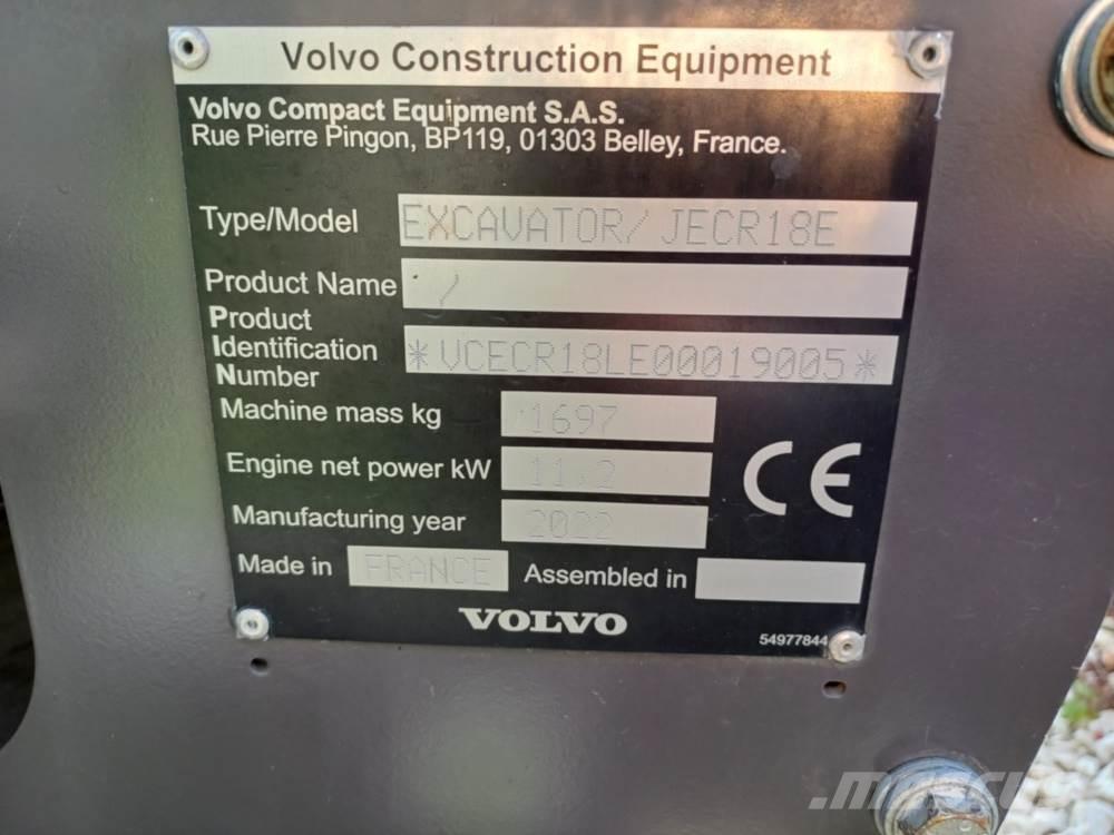 Volvo JECR18E Mini bageri <7t