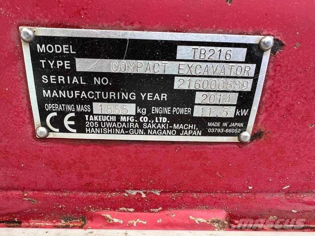 Takeuchi TB 216 Mini bageri <7t