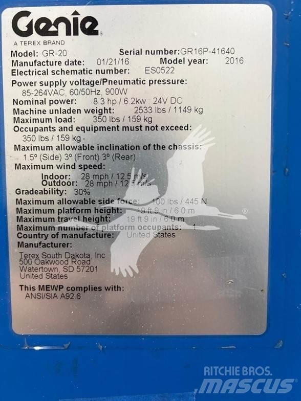 Genie GR20 Vertikalne radne podizne platforme
