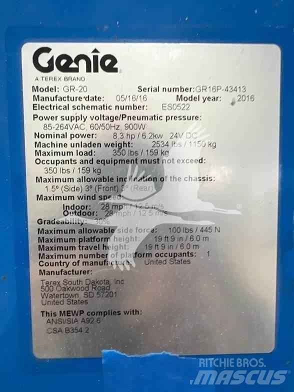 Genie GR20 Vertikalne radne podizne platforme