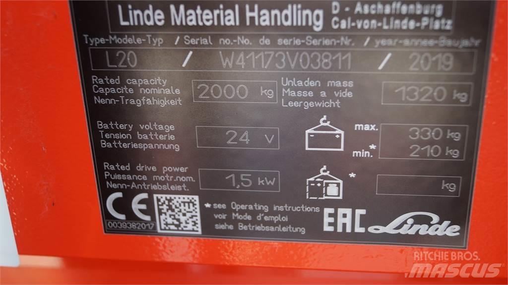 Linde L20i Ručni električni viličar