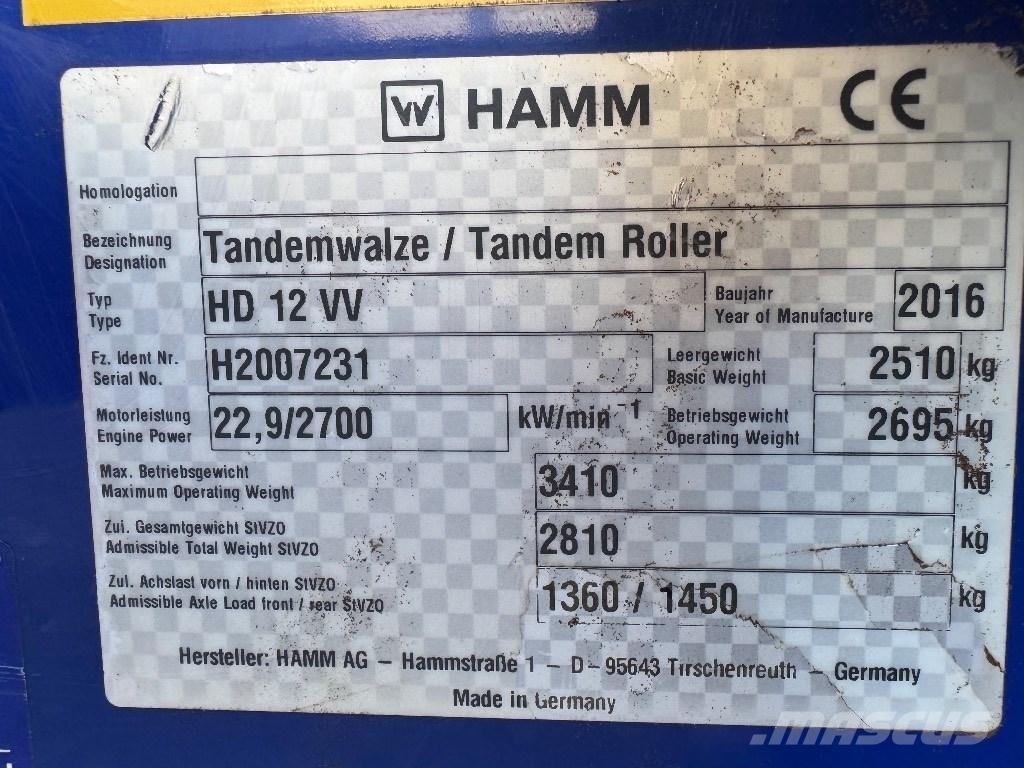 Hamm HD 12 VV Valjci sa dvojnim bubnjem