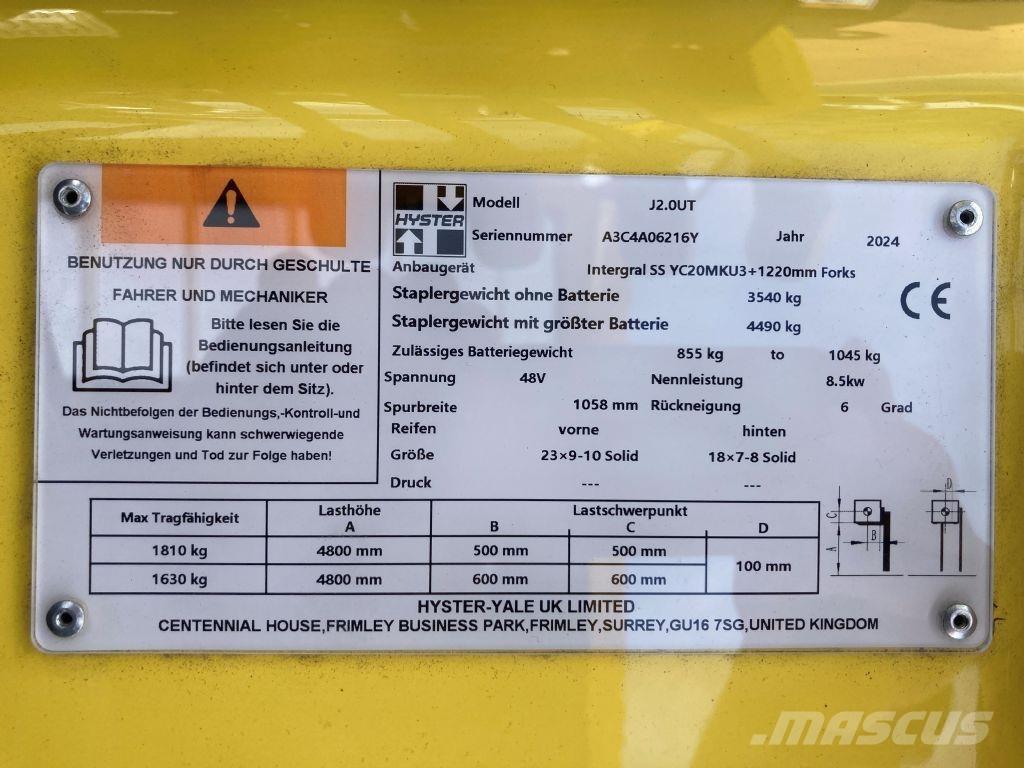 Hyster J 2.0 UT Električni viličari