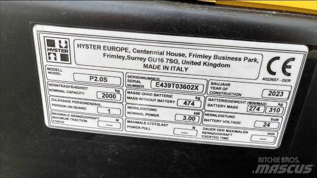 Hyster P 2.0 S Nisko podizni električni viličar