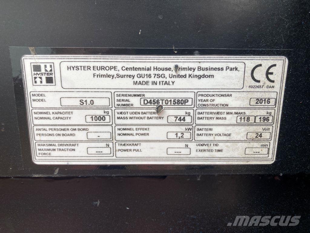 Hyster S 1.0 Ručni električni viličar