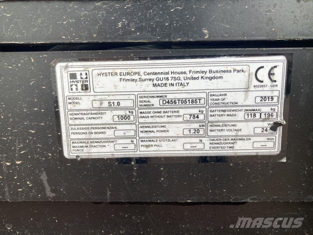 Hyster S 1.0 Ručni električni viličar