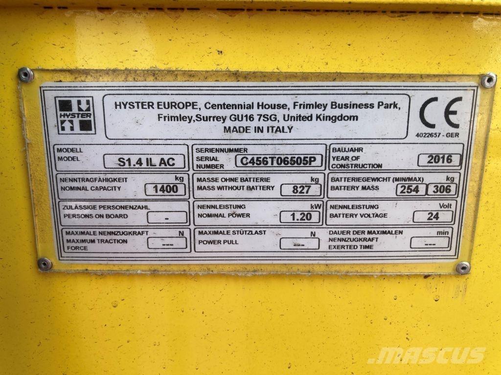Hyster S 1.4 IL Ručni električni viličar