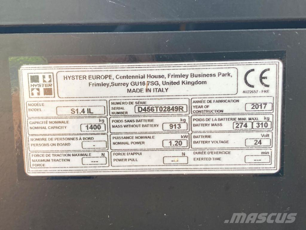 Hyster S 1.4 IL Ručni električni viličar